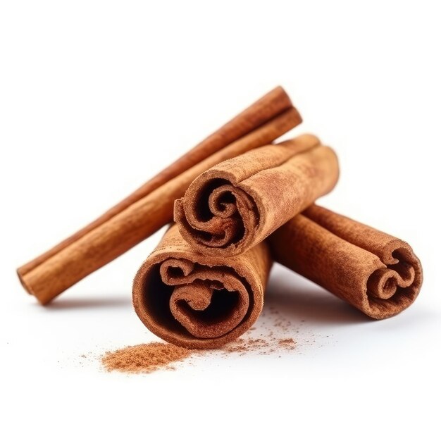 Cinnamon sticks are stacked on top of each other.