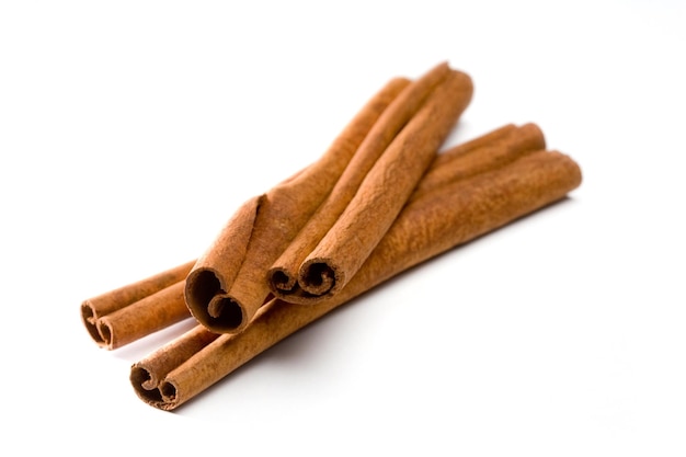 Cinnamon sticks bunch isolated on a white