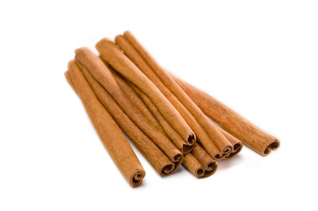 Cinnamon sticks bunch isolated on a white