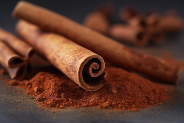 Cinnamon sticks close up