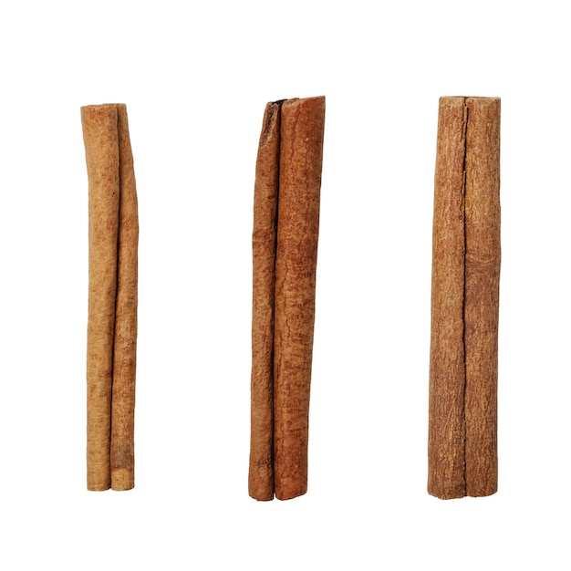 Cinnamon sticks isolated on white background Cinnamon spice as an element for design