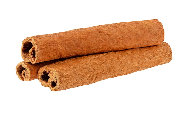 Cinnamon sticks isolated on white background with clipping path. Close up