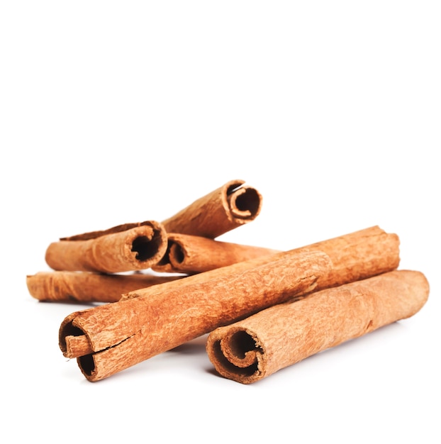 Cinnamon sticks isolated on white background