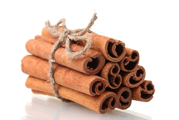 Cinnamon sticks isolated on white