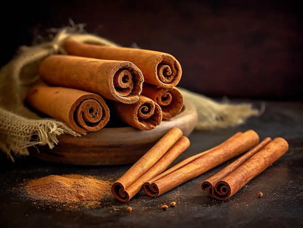 Cinnamon sticks Photo realistic Food photography style