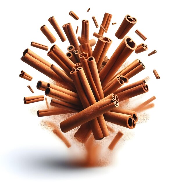 Photo cinnamon sticks on white background