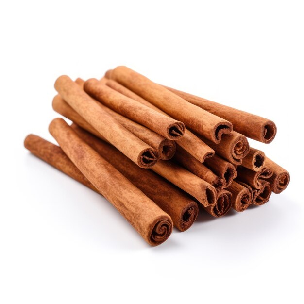 Photo cinnamon sticks on white background