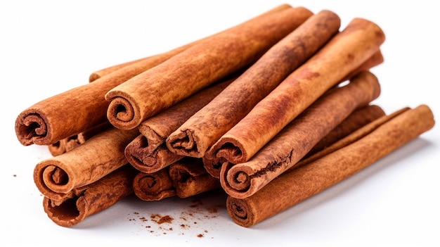 Cinnamon sticks on a white background