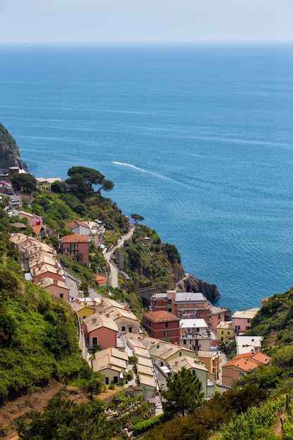 Cinque Terre villages aerial view