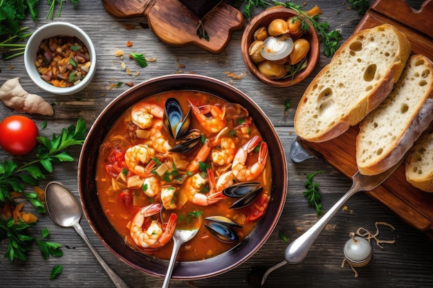 Cioppino ready to eat in the plate professionele reclame food fotografie