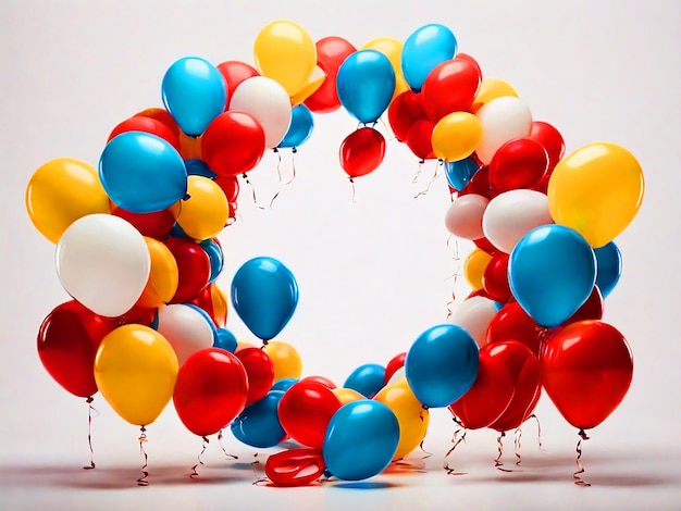 Circle balloons empty middle white background