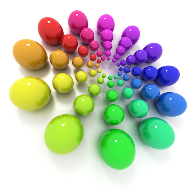 Круг шаров разных размеров и цветов