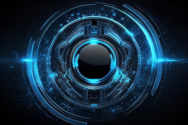 Photo circle blue abstract futuristic technology background technology design template generative ai