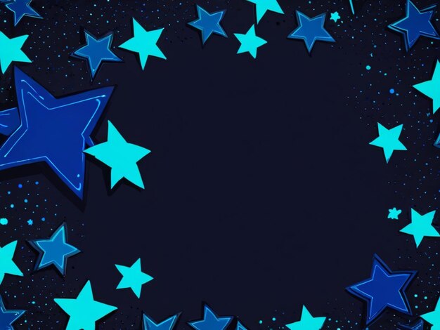 Photo a circle of blue stars with a black background with a black border