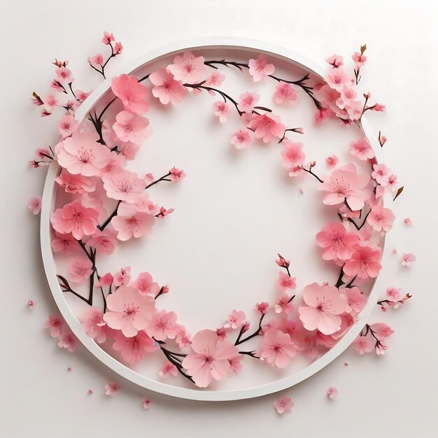 Circle board with pink cheeks blossom