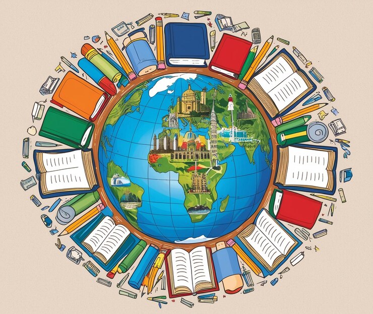 a circle of books with a circle of books around the world with a circle of books around the globe