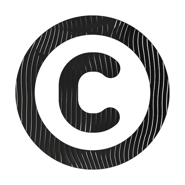 circle c icon black white lines texture
