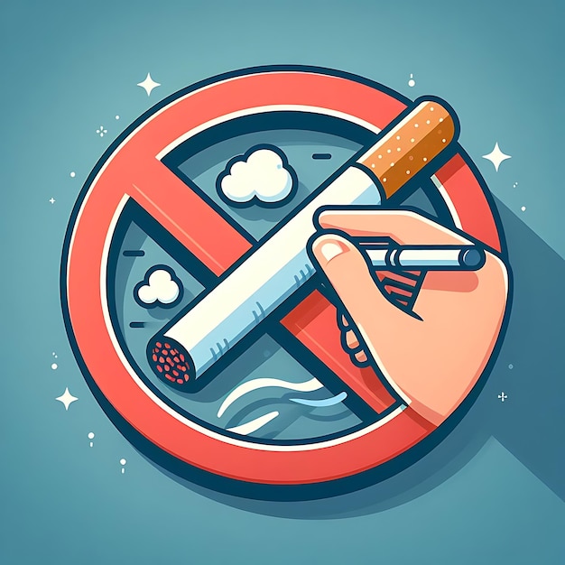 Photo a circle of cigarettes and a no smoking sign is on a table