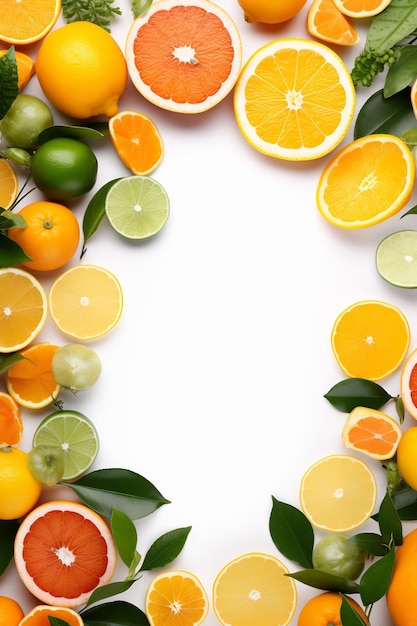 a circle of citrus fruits with the word citrus in the middle.