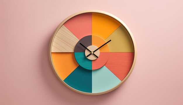 Photo a circle clock with a rainbow painted design