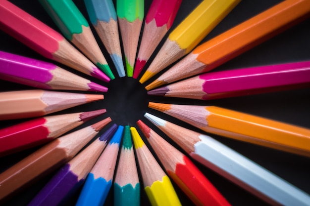 Circle of color pencils