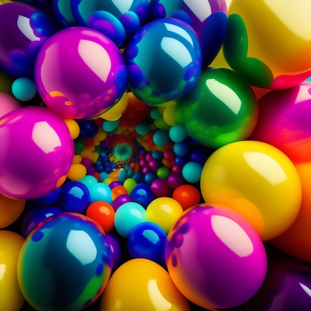 A circle of colorful balloons is surrounded by a large number of colors.