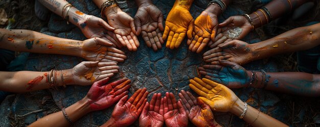 A Circle Of Diverse Hands Intertwined Ar Wallpaper