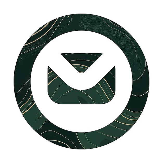 Photo circle envelope icon green marble gold texture