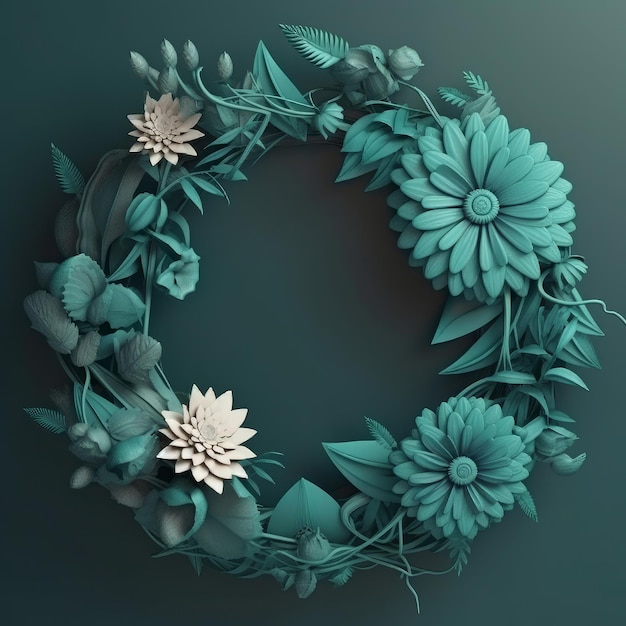 Circle flower frame Illustration AI GenerativexA