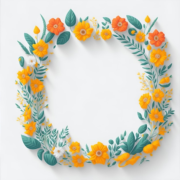 A circle of flowers with the word marigold on it