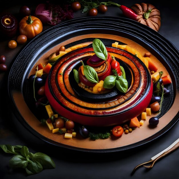 a circle of food that has a picture of a circle of fruit and vegetables