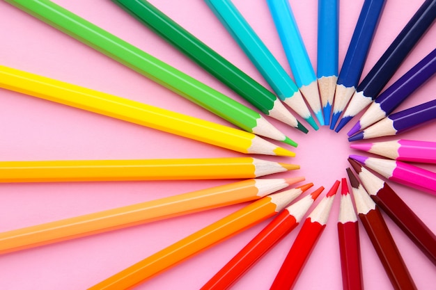 Circle formed by colored pencils