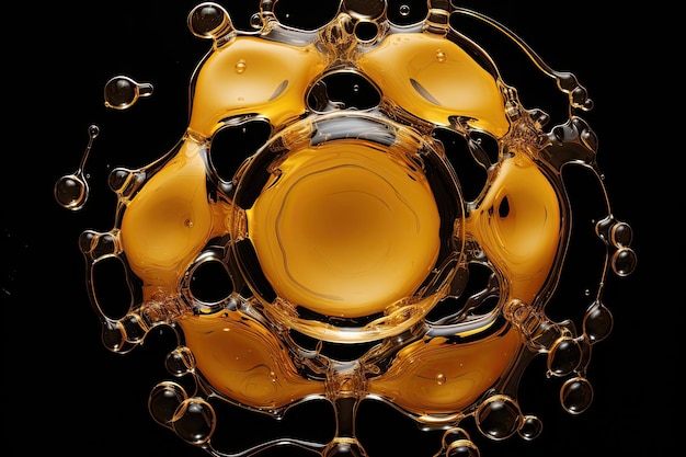 A circle formed by droplets of oil based liquid