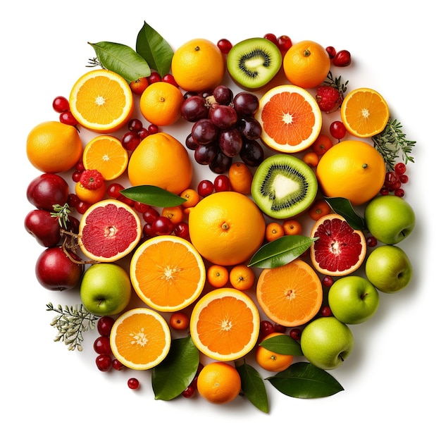 A circle of fruit with different colors