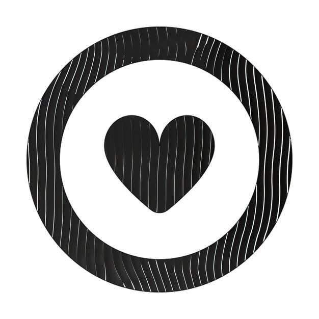 Photo circle heart icon black white lines texture