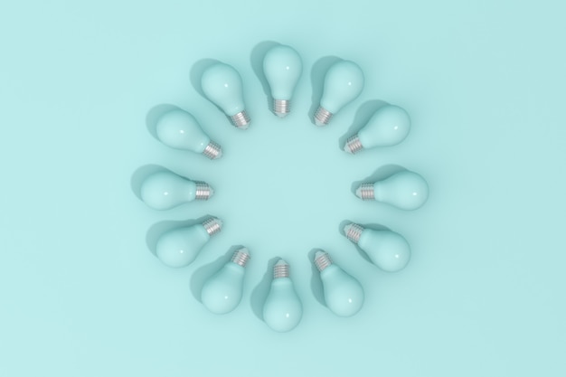 Circle of light bulbs, Minimal concept.