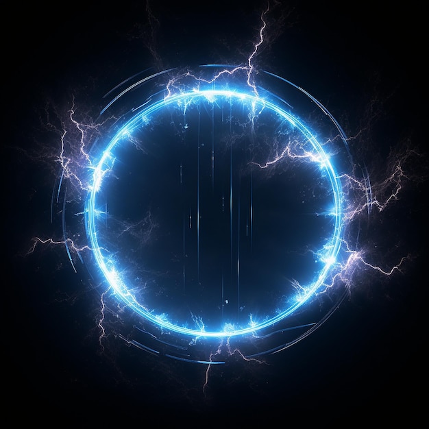 Circle of lightning haze and lasers portal