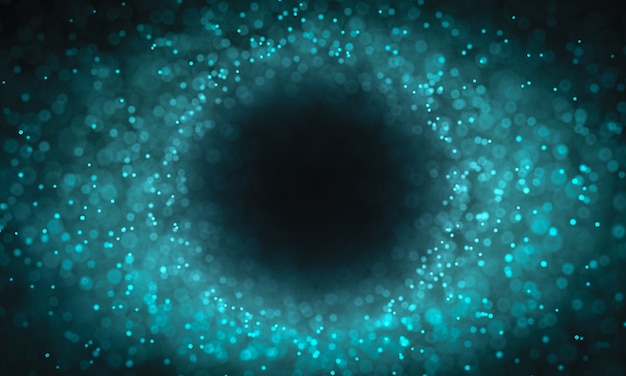 Photo circle of luminous blue particles