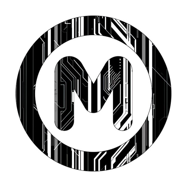 circle m icon black white technology texture