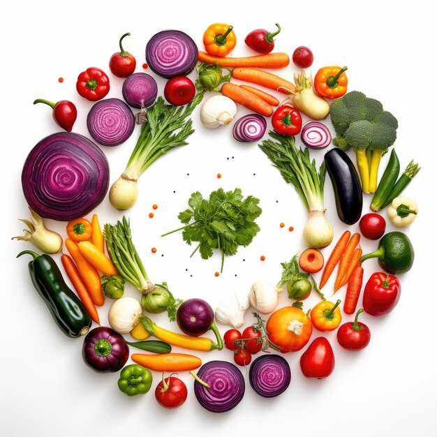 A circle made from vegetables