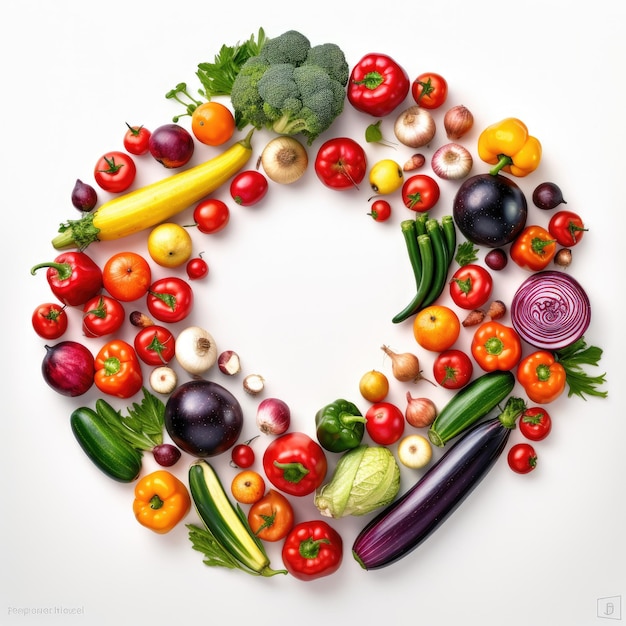 A circle made from vegetables