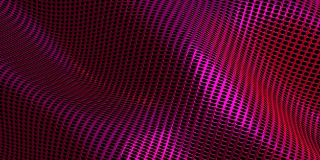 Circle mesh technology background Reflective shiny surface Digital wave 3d illustration