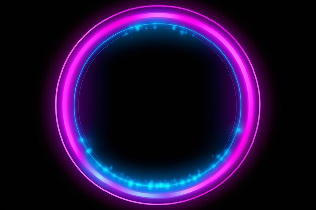 Photo a circle of neon lights with a black background