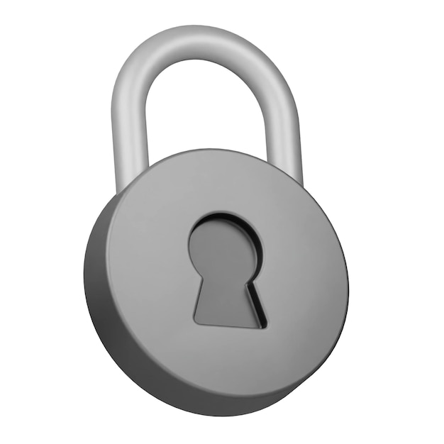 circle padlock 3d icon isolated on the white background