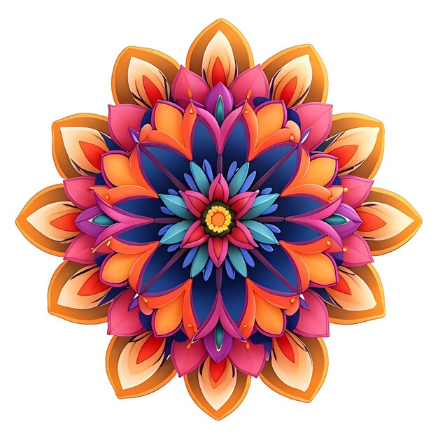 Circle pattern flower of mandala with abstract color with white background generative ai