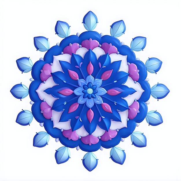 マンダラの花の円形パターン 抽象的な色と白い背景の生成 ai