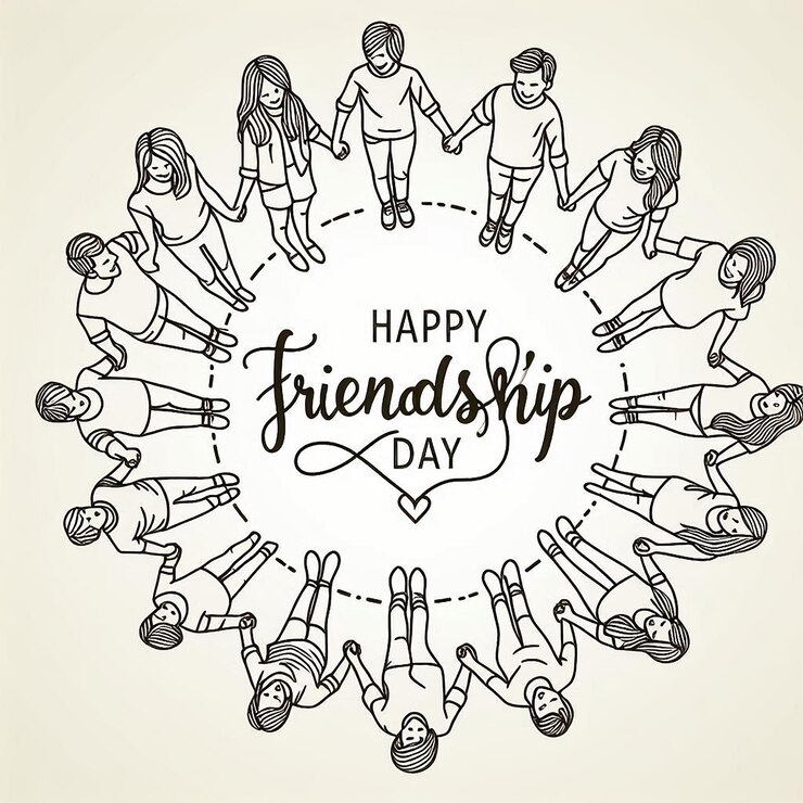 Photo a circle of people holding hands with one saying friendship friendship