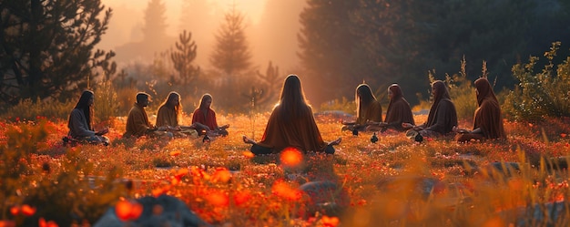 A Circle Of People Practicing Mindfulness Wallpaper