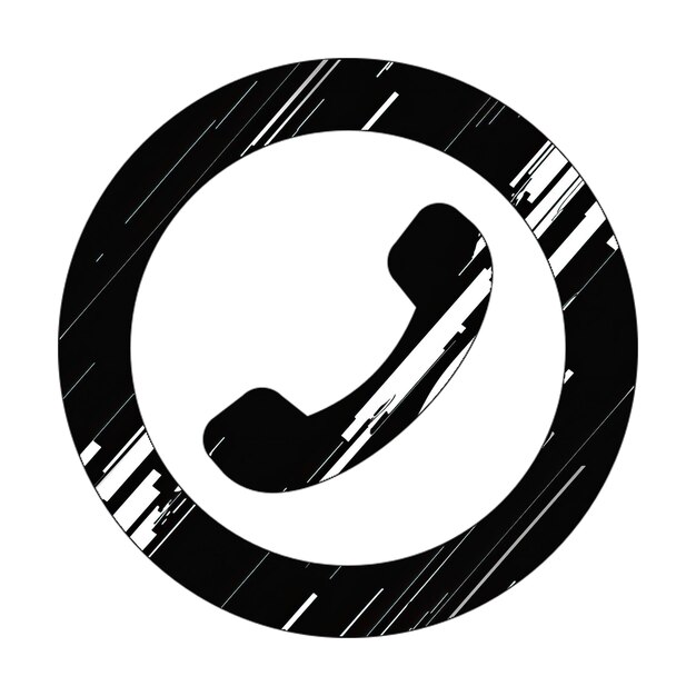 Икона круга телефона с перевернутой черно-белой диагональной текстурой