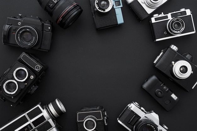 Circle of photo and video cameras